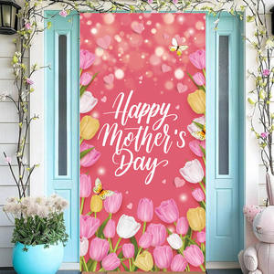 لافتة باب من قماش حرير الحليب المرن والناعم، مقاس 6.5×2.95 قدم، 100% بوليستر، زينة معلقة خاصة ليوم الأم للشرفة، ديكور للعطلات والحفلات - Product Image 4