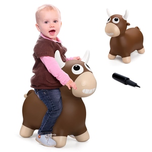 Nouveau design, vente chaude : Jouets de ferme marron, <span class=keywords><strong>Hoppers</strong></span> gonflables en forme de taureau pour enfants, doux et sûrs, personnalisables en usine, pour tout-petits - Product Image 2