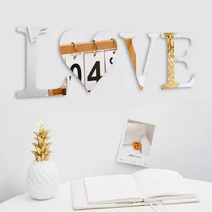 Miroirs auto-adhésifs de caractères d'amour, lettres 3D en acrylique, adhésif sur le mur, décoration artisanale