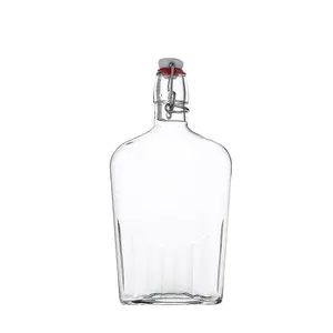 Garrafa de vidro transparente oscilante, frasco de vidro transparente para uso na embalagem de bebidas uísque vodka, 240ml/480ml