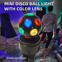 360 °   Mini boule disco rotative avec lentille colorée, lampe de scène LED multicolore pour fête, club, festival, décoration de table à domicile