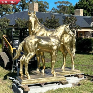Sculpture de <span class=keywords><strong>cheval</strong></span> en bronze YOUFINE, taille réelle, statue de poulain et de jumente pour la décoration extérieure de ferme et de ranch - Product Image 6