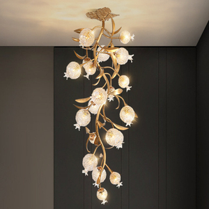 Lámpara colgante de flor de lirio luminosa en rama de cobre, lámpara de araña larga, decoración de Hotel, salón, Bar, luces <span class=keywords><strong>colgantes</strong></span> de tulipán - Product Image 4