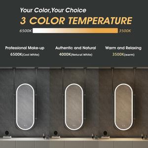Customization 3000k 4000k 6000k Adjustable Gunmetal Finish Led Lights Manufacturer Hanging Bathroom Vanity With Oval Mirror - Product Image 5