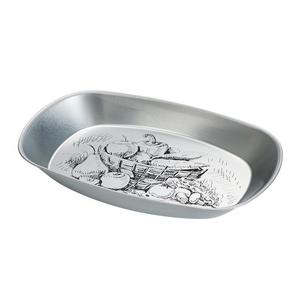 Retro <b>Bbq</b> Plate Oval Iron Dish Heat Resistant For Outdoor Camping Snack Serving - Product Image 1