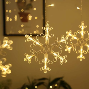 220V EU cắm bông tuyết Sao rèm ánh sáng 8 chế độ trắng ấm Rèm chuỗi đèn Halloween Rèm đèn cho giáng sinh trang trí nội thất - Product Image 4