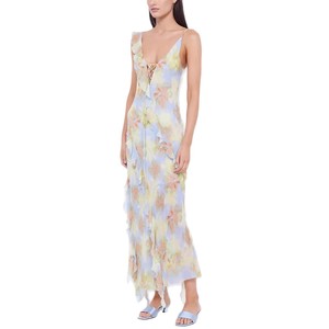 Vestido de Noche Largo de Gasa con Estampado Floral y Hombros Descubiertos, Cintura Imperio, Cremallera Frontal, Translúcido, Vestido de Moda para Mujer - Product Image 5