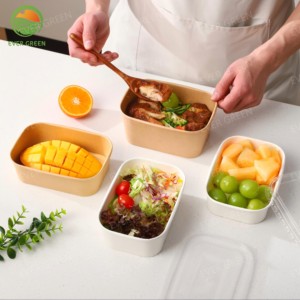 Hot Bán Chất Lượng Cao Takeaway Thực Phẩm Salad Bao Bì Hộp Ăn Trưa Hộp Dùng Một Lần Có Thể Tái Chế Kraft Thực Phẩm Giấy Container - Product Image 2