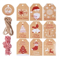 Étiquettes suspendues personnalisées 100 pièces, étiquettes cadeaux de Noël, étiquettes cadeaux en papier kraft brun de Noël, ensemble avec ficelle en jute et ficelle de boulanger rouge et blanche