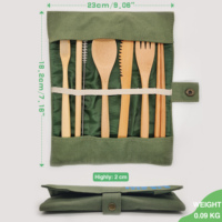 Ensemble de couverts en bambou portable, ustensiles de voyage et de camping, fourchette, cuillère, couteau, paille