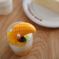 Bougie parfumée fantaisie en forme de coupe de mangue, simulation de dessert, verre à dessert, tranche de mangue, crème, arôme, faite à la main, décoration d'intérieur