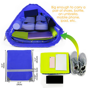 Wholesale Polyester Pull Rope <b>Backpack</b> Low Price Promotional Sports <b>Drawstring</b> Bag With Reflective Stripe for Outdoor Activities - Product Image 2