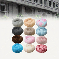 Nouveau style de lit pour animaux de compagnie portable pour canapé, mignon, super doux, rond, lavable, en peluche moelleuse, forme beignet, maison pour chat en velours, pour l'hiver