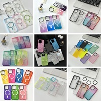 Coque de protection magnétique antichute en TPU translucide bicolore officielle pour 16promax avec support pour 17