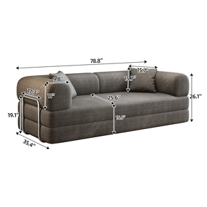 Canapé convertible moderne en chenille extensible et pliable de 78,8 pouces, design américain, avec dossier et accoudoirs rembourrés - Product Image 4