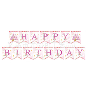 Bannière d'anniversaire Yunik Happy Birthday, design papillon rose, décoration de fête d'anniversaire DIY - Product Image 3