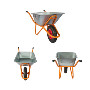 WB6418 Heavy Duty Metal Garden Wheelbarrow with <strong>150kg</strong> Load Capacity and Pneumatic Flat Free <strong>Wheel</strong> Hand Cart for Farms &amp; Gardens - Product Image 4