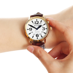 Montre connectée dorée pour hommes, avec notification de <span class=keywords><strong>voix</strong></span> claire et forte, horloge et date, alarme pour les personnes âgées et bestioles - Product Image 4