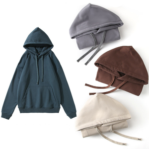 Wholesale Custom Logo Plain Blank <b>Men</b> Oversized Thick Heavyweight Cotton Cropped Boxy <b>Hoodies</b> for <b>Men</b> - Product Image 3