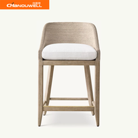 Chaise de bar en tissu avec structure en bois massif, durable et stable, design moderne pour bar à domicile, salle à manger, usage commercial