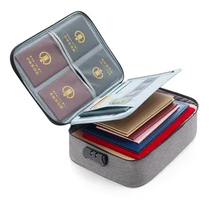 Bolsa de almacenamiento portátil multiusos para el hogar, organizador de archivos con bloqueo de código, almacenamiento seguro para pasaporte, dinero, documentos