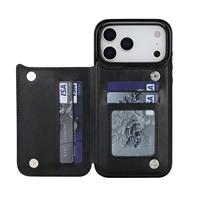 Étui portefeuille pour iPhone 17/Air/17 Pro/17 Pro Max avec porte-cartes, étui en similicuir PU avec support et fentes pour cartes, double fermoir magnétique