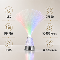 Lampe de table décorative LED à fibre optique de 13 pouces, à changement de couleur RGB, pour chambre à coucher, fonctionnant sur piles AAA, avec commande par interrupteur, pour fêtes et événements