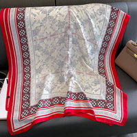 Prêt à expédier écharpes de tête en soie pour femmes hijabs en soie imprimés de fleurs de luxe 180x90cm grande taille foulards en soie à impression personnalisée pour femmes