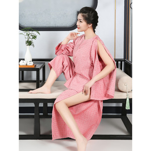 Vêtement de moxibustion en pur coton, long, à dos ouvert, boutonné, pour massage et acupuncture, tailles SMLXL - Product Image 2