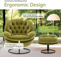 Chaise de lecture inclinable de loisirs de luxe moderne chaise de salon de camping canapé vert doux en tissu de velours à poils courts avec repose-pieds tabouret