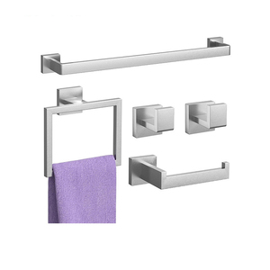 Set di Accessori per Bagno in Acciaio Inox Nero Opaco, Portasciugamani da Parete 5 Pezzi - Product Image 2