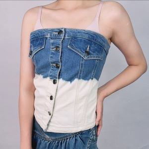 Hauts en jean sans bretelles et épaules dénudées pour femmes, style décontracté d'été, en stock usine OEM, vente chaude - Product Image 4