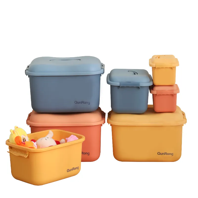 Custom PP Kid Toy Storage Bin Colorful Clothes Sundries Organizer Multifunction Plastic Storage Box With Lid