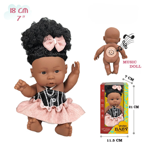 Meilleure vente poupée 18cm peau foncée vinyls vinyls africains babyDoll - Product Image 4