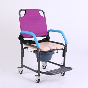 Chaise de douche pratique Green Yu, chaise de toilette portable violette avec roulettes pour personnes âgées et handicapées, équipement de sécurité pour la salle de bain - Product Image 5