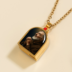 Giveluck thép không gỉ St. padre Pio mở cửa mề đay Mặt dây chuyền tùy chỉnh stigmata kinh Mân Côi thiết kế làm việc bản lề Christian - Product Image 1