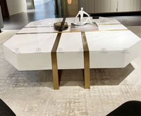 Table basse de luxe en acier inoxydable, pieds en marbre blanc, moderne, pour salon, offre spéciale,