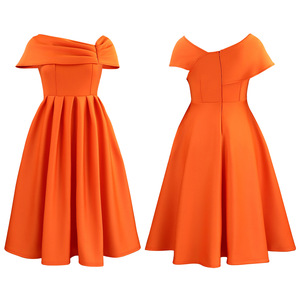 Vestido de Fiesta Plisado Maxi de Verano para Mujer D622, con Hombros Descubiertos, Sexy, de Cintura Alta, Corte A, Efecto Ilusión, para Oficina y Eventos Formales - Product Image 5