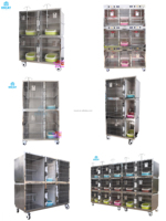 Cage vétérinaire OSCAT pour chat, cage pour animaux de compagnie, prix d'usine, avec bac à litière, avec roulettes, cage pour chat en acier inoxydable à trois niveaux EC-6