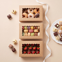Boîtes à pâtisserie en kraft de qualité alimentaire avec fenêtre pour l'emballage de biscuits, beignets et pâtisseries, en stock aux États-Unis