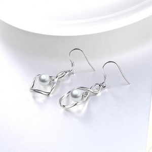 Trendy Jewelry 925 Sterling Silver 7mm Freshwater Pearl Drop <strong>Infinity</strong> Hook <strong>Earrings</strong> for Women - Product Image 4