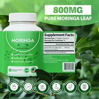 Meilleures capsules de Moringa, poudre de Moringa pure, énergie, santé de la peau, santé immunitaire, santé intestinale, superaliment pour adultes, complément alimentaire vert naturel, 60 unités