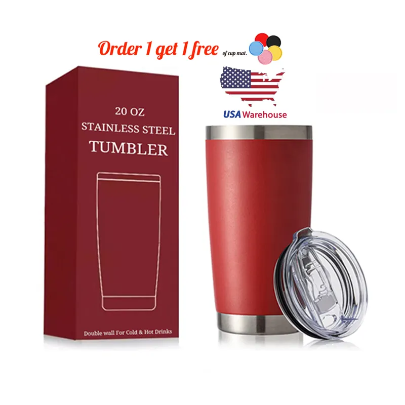 USA Warehouse tumbler cups vacuum insulated insulated double wall 20oz coffee wine beer mug stainless steel tumbler