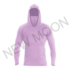 เสื้อฮู้ดตกปลาแบบมีฮู้ด ป้องกันรังสียูวี สีพื้น โพลีเอสเตอร์ สกรีนโลโก้ได้ตามต้องการ SPF 50 UPF 50 - Product Image 5