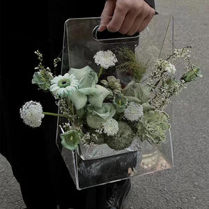 Mode Portable Transparent Acrylique Triangle Fleur Boîte Main Valise Sacs avec Poignée - Product Image 6