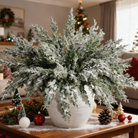 Arbre de cèdre artificiel floqué, branche de pin recouverte de neige, en pot en céramique blanche, pour la décoration de table de Noël et d'hiver