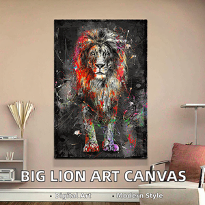 <strong>Extra</strong> <strong>Large</strong> Lion Wall Art Stretched Canvas Animal <strong>Print</strong> with Frame Ready to Hang for Living Room Decor - Product Image 2