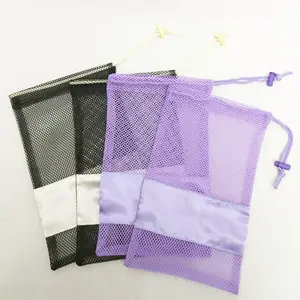 Custom Nylon Mesh Net Ballet Dance Shoes Gift Packing Bag With Logo Foldable Drawstring Shopping Travel Beach Swim Storage Pouch