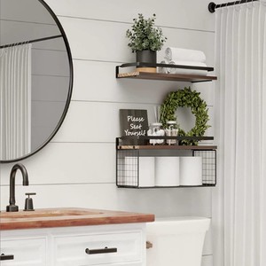 Wall-mounted Bathroom Shelf 60X70cm 3-layer Storage Rack With Basket For Toilet <b>Paper</b> And Towels - Product Image 1