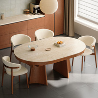 Table à manger ovale moderne et simple en bois massif avec chaises, 71 pouces, 6 places, pour la maison et l'hôtel